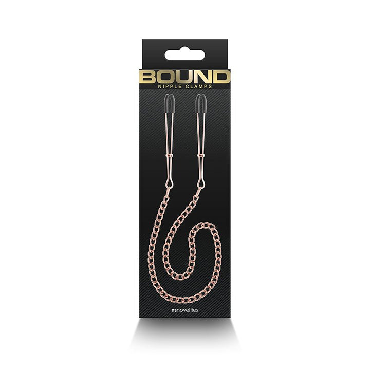 Bound Nipple Clamps - DC3 - Rose Gold - Rose Gold Nipple Clamps with Chain – Sex toys NZ by Naughtyhut. Discreet delivery nationwide.