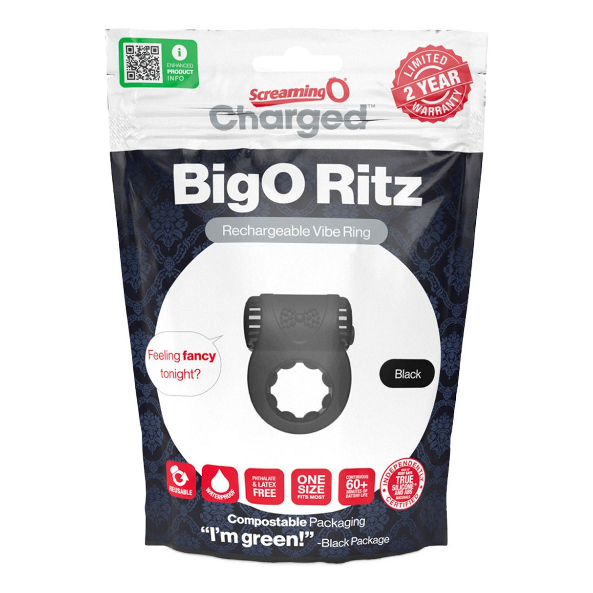 Buy Charged Big O Ritz - Black – Naughtyhut NZ sex toys online. Discreet delivery & top brands.