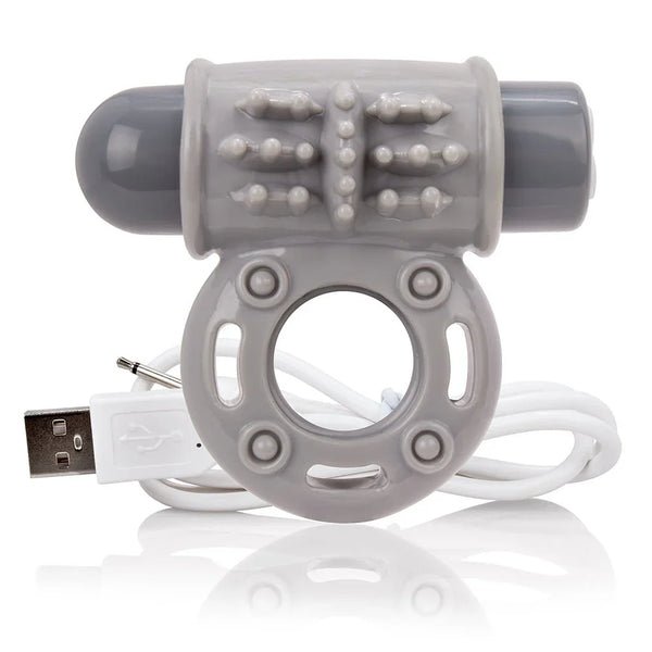 Screaming O Vooom vibrating ring in Grey with nubbed top and USB cable