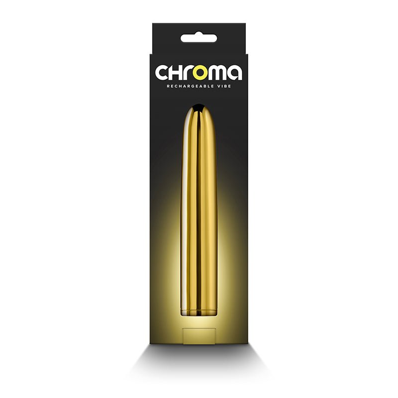 Buy Chroma - Gold - Gold 17 cm USB Rechargeable Vibrator – Naughtyhut NZ sex toys online. Discreet delivery & top brands.