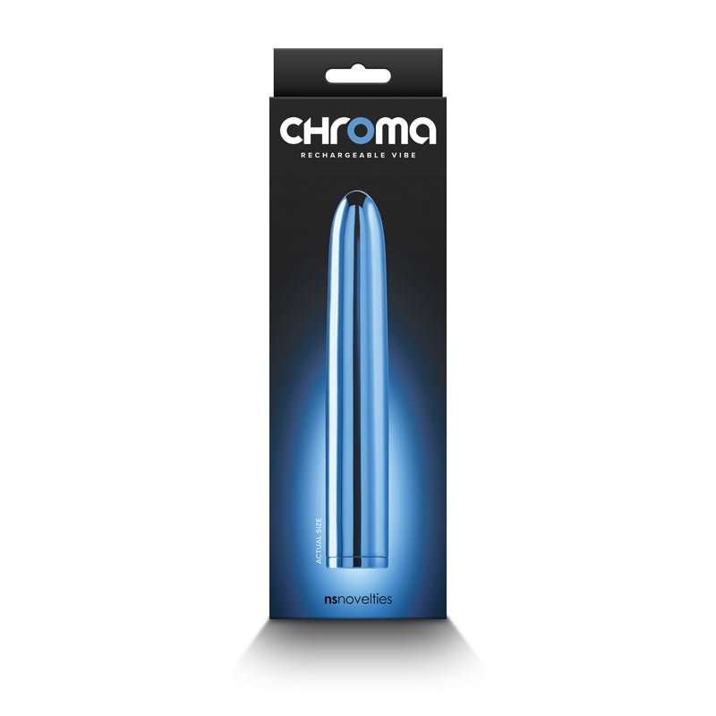 Buy Chroma - Blue - Metallic Blue 17 cm USB Rechargeable Vibrator – Naughtyhut NZ sex toys online. Discreet delivery & top brands.