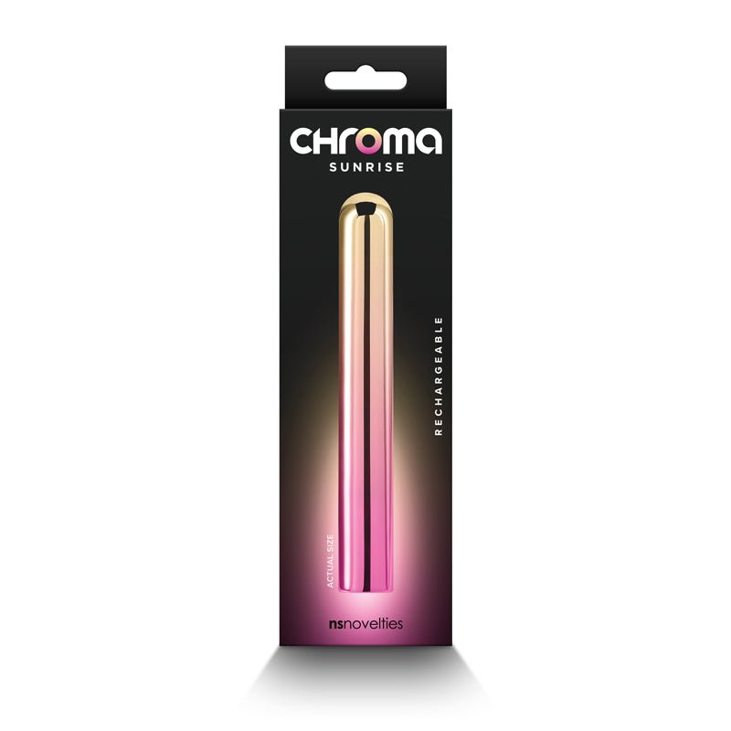 Buy Chroma Sunrise - Large - Metallic Pink/Gold 13.8 cm USB Rechargeable Vibrator – Naughtyhut NZ sex toys online. Discreet delivery & top brands.