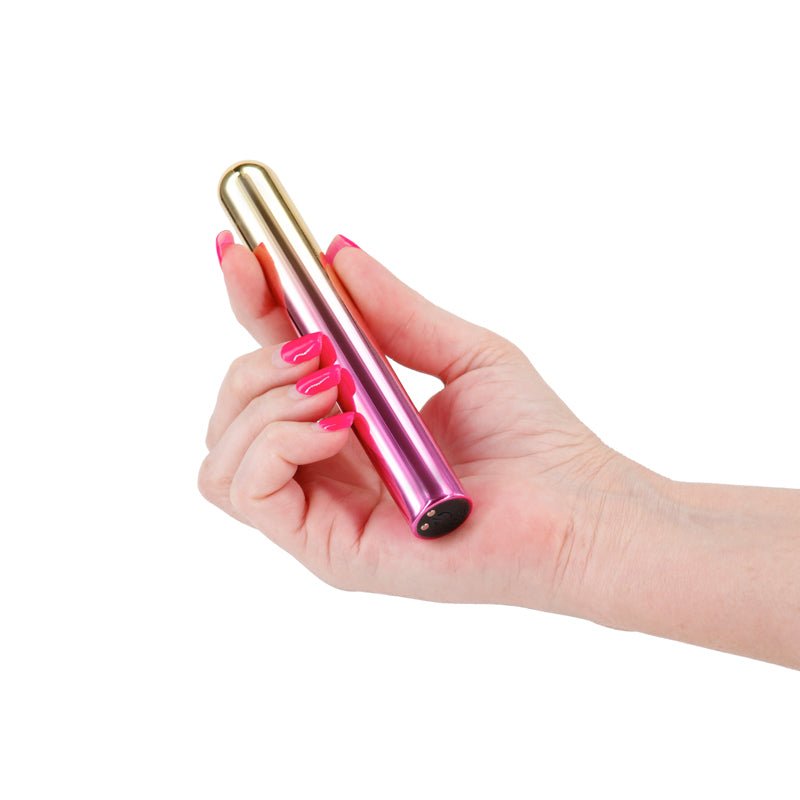 Buy Chroma Sunrise - Large - Metallic Pink/Gold 13.8 cm USB Rechargeable Vibrator – Naughtyhut NZ sex toys online. Discreet delivery & top brands.
