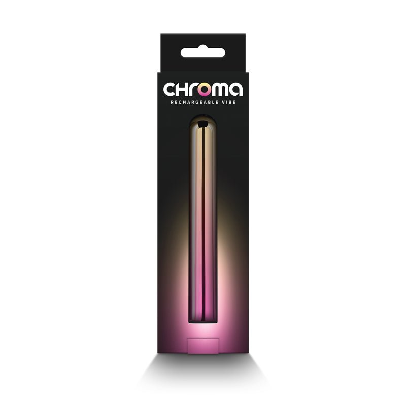 Buy Chroma Sunrise - Large - Metallic Pink/Gold 13.8 cm USB Rechargeable Vibrator – Naughtyhut NZ sex toys online. Discreet delivery & top brands.