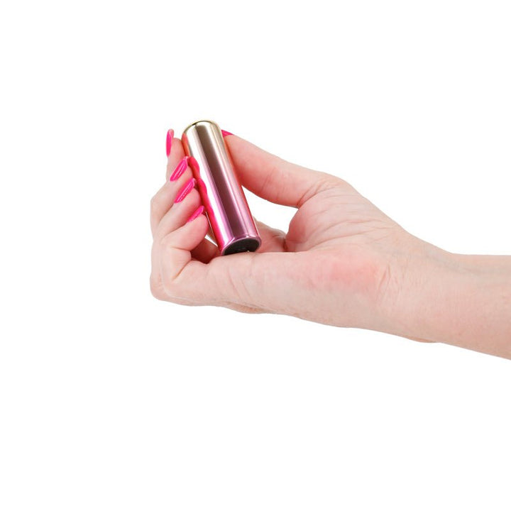 Chroma Sunrise - Small - Metallic Pink/Gold 6.8 cm USB Rechargeable Bullet – Sex toys NZ by Naughtyhut. Discreet delivery nationwide.