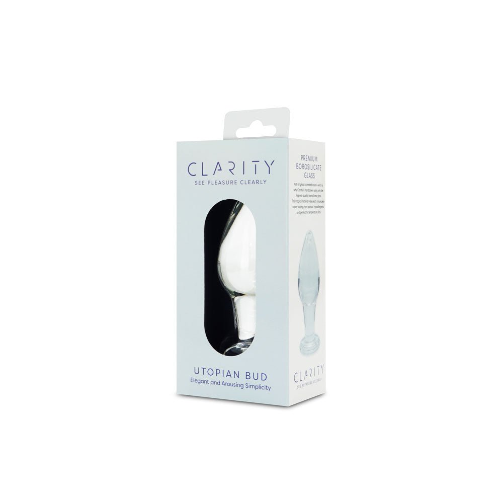 Clarity - Utopian Bud - Clear 8.9 cm Glass Butt Plug – Sex toys NZ by Naughtyhut. Discreet delivery nationwide.