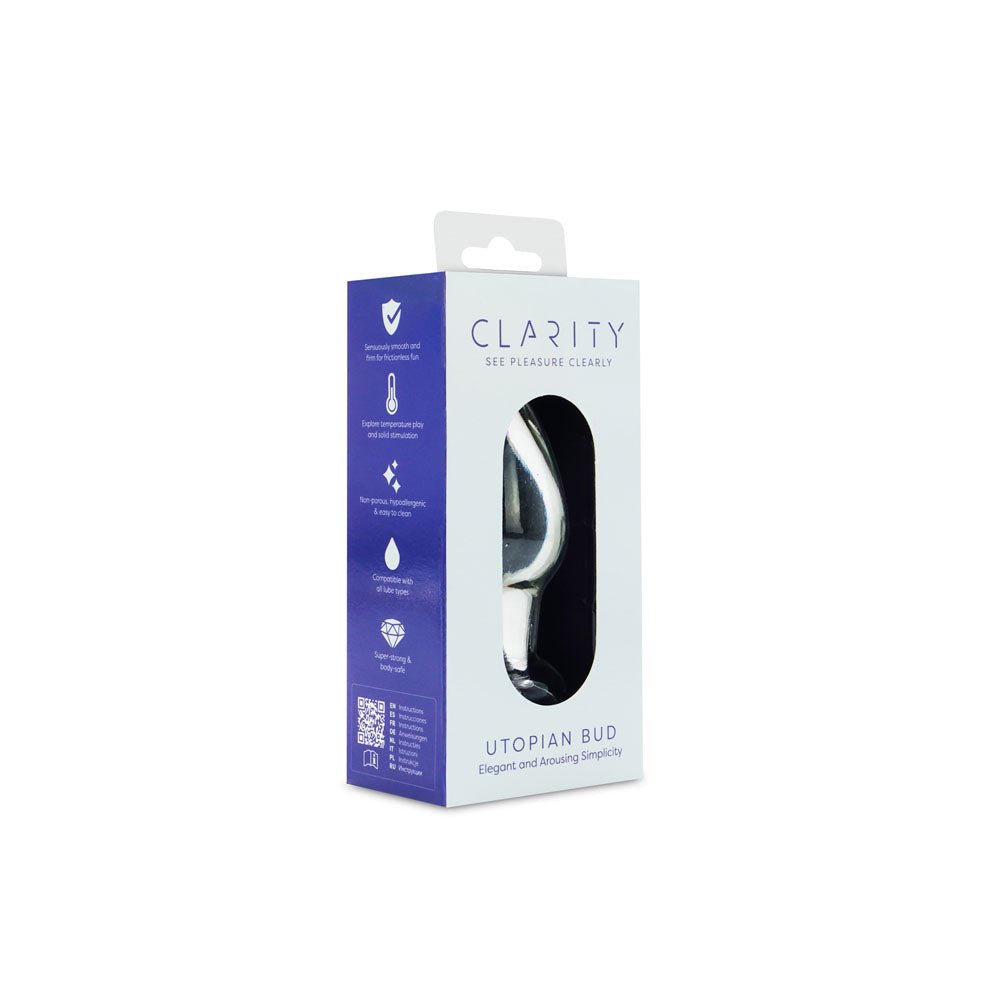Clarity - Utopian Bud - Clear 8.9 cm Glass Butt Plug – Sex toys NZ by Naughtyhut. Discreet delivery nationwide.