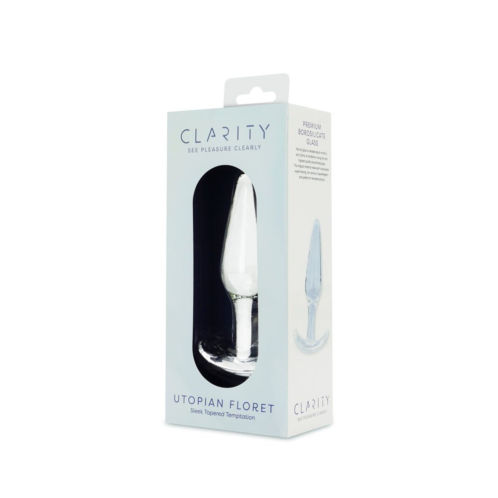 Clarity - Utopian Floret - Clear 11 cm Glass Butt Plug – Sex toys NZ by Naughtyhut. Discreet delivery nationwide.