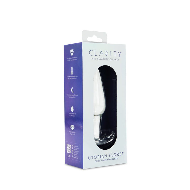 Clarity - Utopian Floret - Clear 11 cm Glass Butt Plug – Sex toys NZ by Naughtyhut. Discreet delivery nationwide.