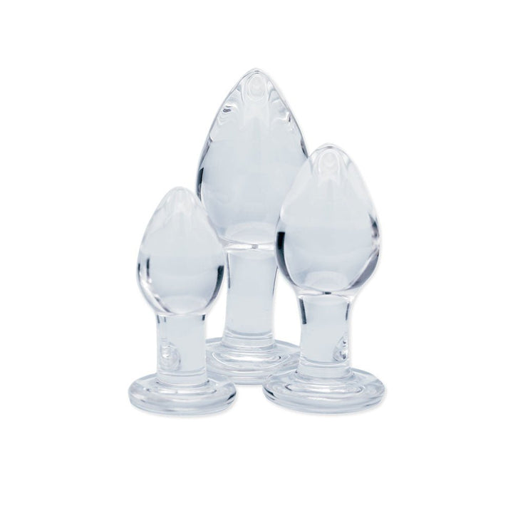 Clarity - Utopian Trinity - Clear Glass Butt Plugs - Set of 3 Sizes – Sex toys NZ by Naughtyhut. Discreet delivery nationwide.