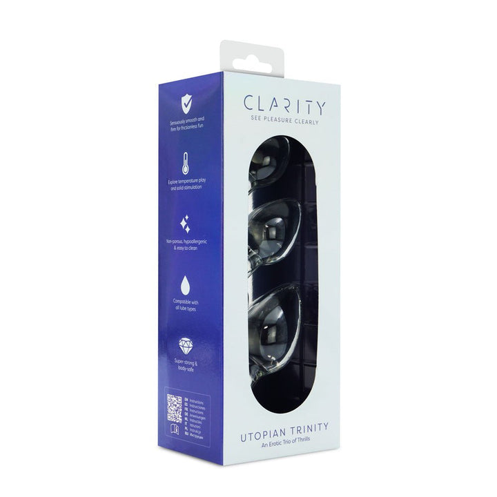 Clarity - Utopian Trinity - Clear Glass Butt Plugs - Set of 3 Sizes – Sex toys NZ by Naughtyhut. Discreet delivery nationwide.