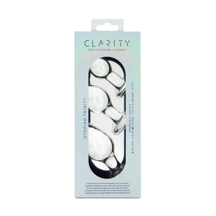 Clarity - Utopian Trinity - Clear Glass Butt Plugs - Set of 3 Sizes – Sex toys NZ by Naughtyhut. Discreet delivery nationwide.