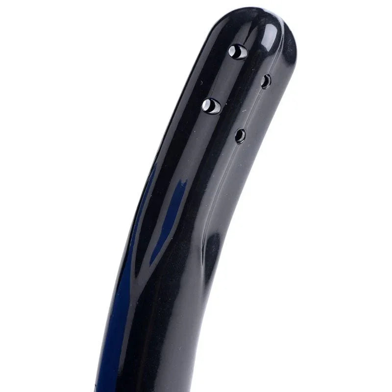 Black curved dildo with suction cup base, body-safe silicone, ribbed texture for enhanced stimulation.