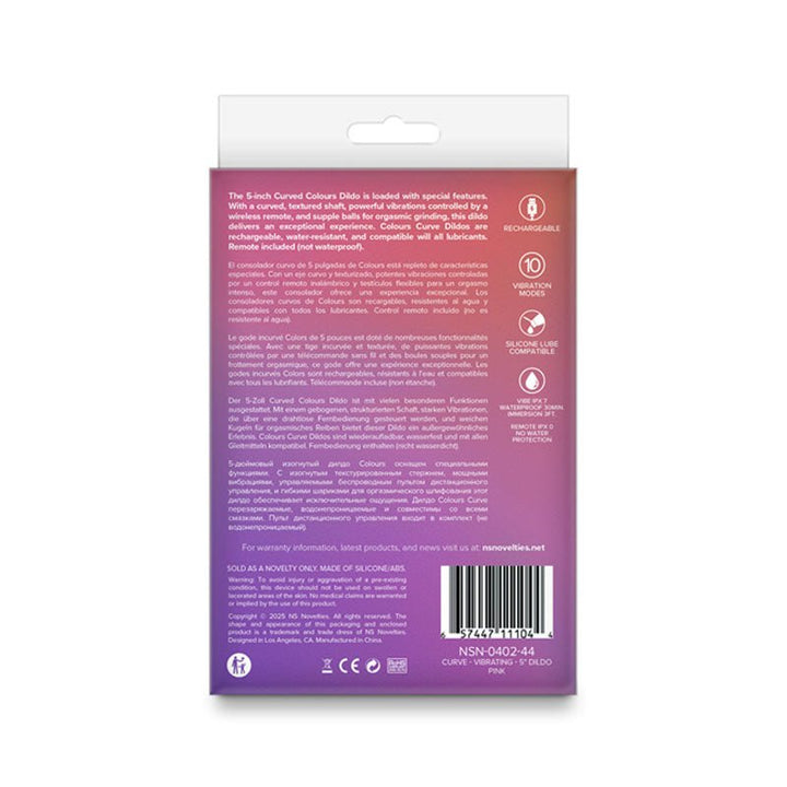 Colours Curve - Vibrating 5'' Dildo - Pink - Pink 12.6 cm USB Rechargeable Vibrating Dildo with Wireless Remote – Sex toys NZ by Naughtyhut. Discreet delivery nationwide.