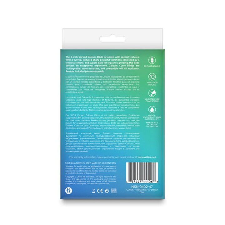 Colours Curve - Vibrating 5'' Dildo - Teal - Teal 12.6 cm USB Rechargeable Vibrating Dildo with Wireless Remote – Sex toys NZ by Naughtyhut. Discreet delivery nationwide.