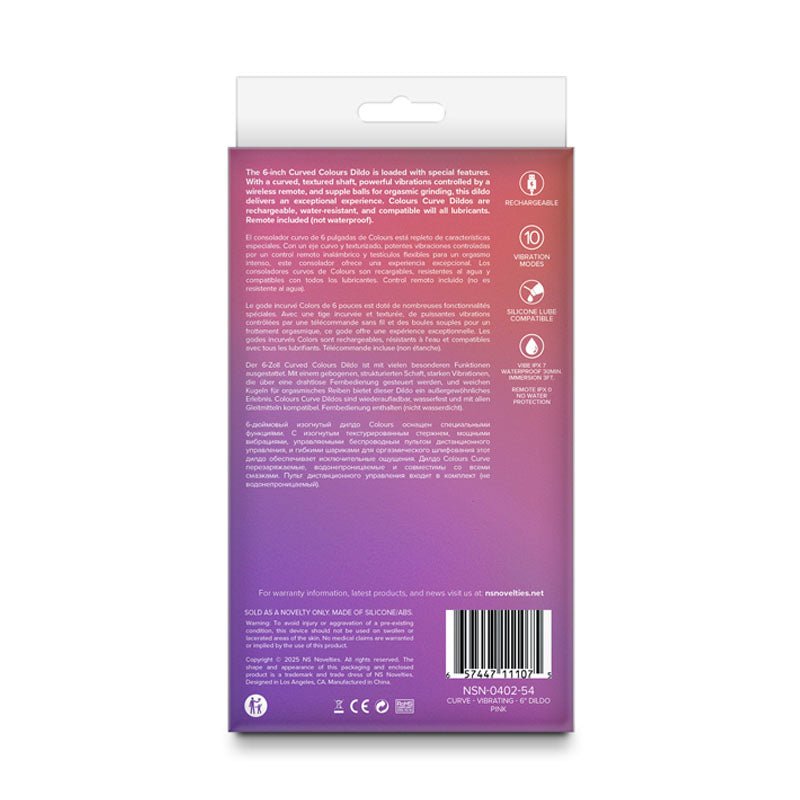 Colours Curve - Vibrating 6'' Dildo - Pink - Pink 16.4 cm USB Rechargeable Vibrating Dildo with Wireless Remote – Sex toys NZ by Naughtyhut. Discreet delivery nationwide.