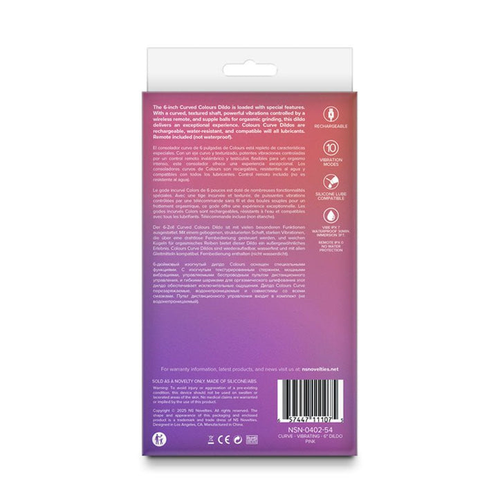 Colours Curve - Vibrating 6'' Dildo - Pink - Pink 16.4 cm USB Rechargeable Vibrating Dildo with Wireless Remote – Sex toys NZ by Naughtyhut. Discreet delivery nationwide.