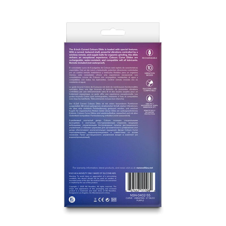 Colours Curve - Vibrating 6'' Dildo - Purple - Purple 16.4 cm USB Rechargeable Vibrating Dildo with Wireless Remote – Sex toys NZ by Naughtyhut. Discreet delivery nationwide.