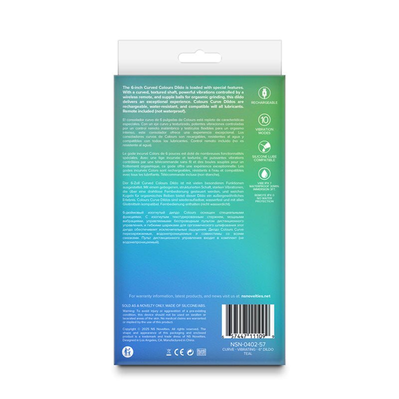 Colours Curve - Vibrating 6'' Dildo - Teal - Teal 16.4 cm USB Rechargeable Vibrating Dildo with Wireless Remote – Sex toys NZ by Naughtyhut. Discreet delivery nationwide.