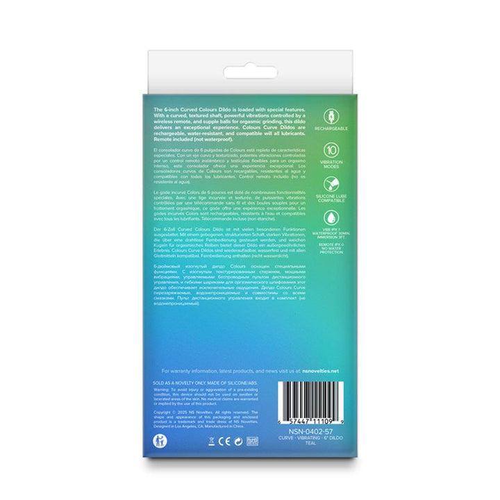 Colours Curve - Vibrating 6'' Dildo - Teal - Teal 16.4 cm USB Rechargeable Vibrating Dildo with Wireless Remote – Sex toys NZ by Naughtyhut. Discreet delivery nationwide.