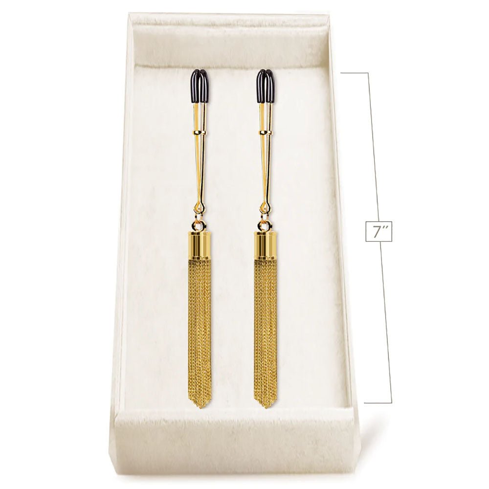 Buy Couture Clip - Shimmer & Chic - Gold Nipple Clamps - Set of 2 – Naughtyhut NZ sex toys online. Discreet delivery & top brands.