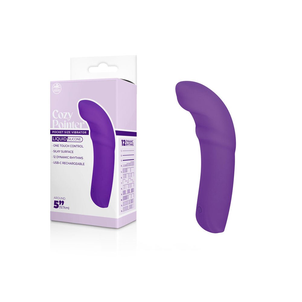 Buy Cozy Pointer - Purple - Purple 12.7 cm USB Rechargeable Curved Mini Vibrator – Naughtyhut NZ sex toys online. Discreet delivery & top brands.
