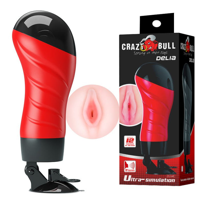 Buy CRAZY BULL DELIA Vibrating Stroker - Flesh Vibrating Vagina Stroker with Suction Base – Naughtyhut NZ sex toys online. Discreet delivery & top brands.