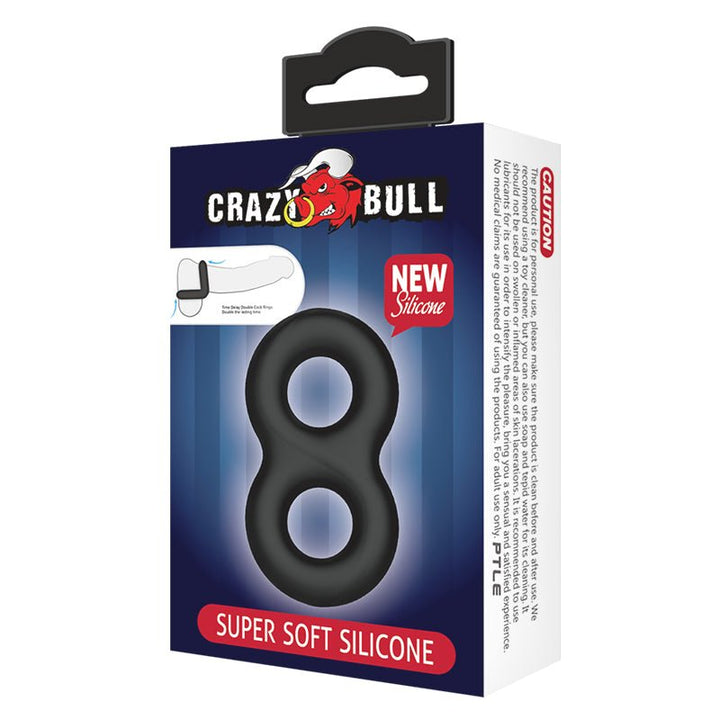 Buy CRAZY BULL Double Donut Cock & Ball Ring - Black Cock & Ball Ring – Naughtyhut NZ sex toys online. Discreet delivery & top brands.
