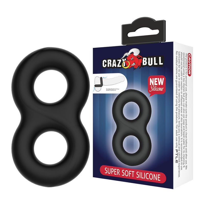 Buy CRAZY BULL Double Donut Cock & Ball Ring - Black Cock & Ball Ring – Naughtyhut NZ sex toys online. Discreet delivery & top brands.