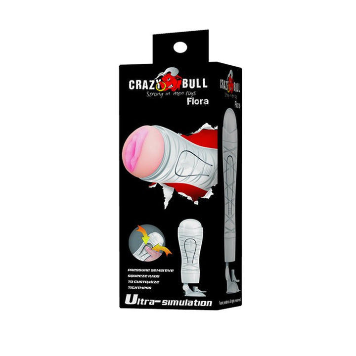 Buy CRAZY BULL Flora Stroker - Flesh Squeezable Vagina Stroker with Suction Base – Naughtyhut NZ sex toys online. Discreet delivery & top brands.