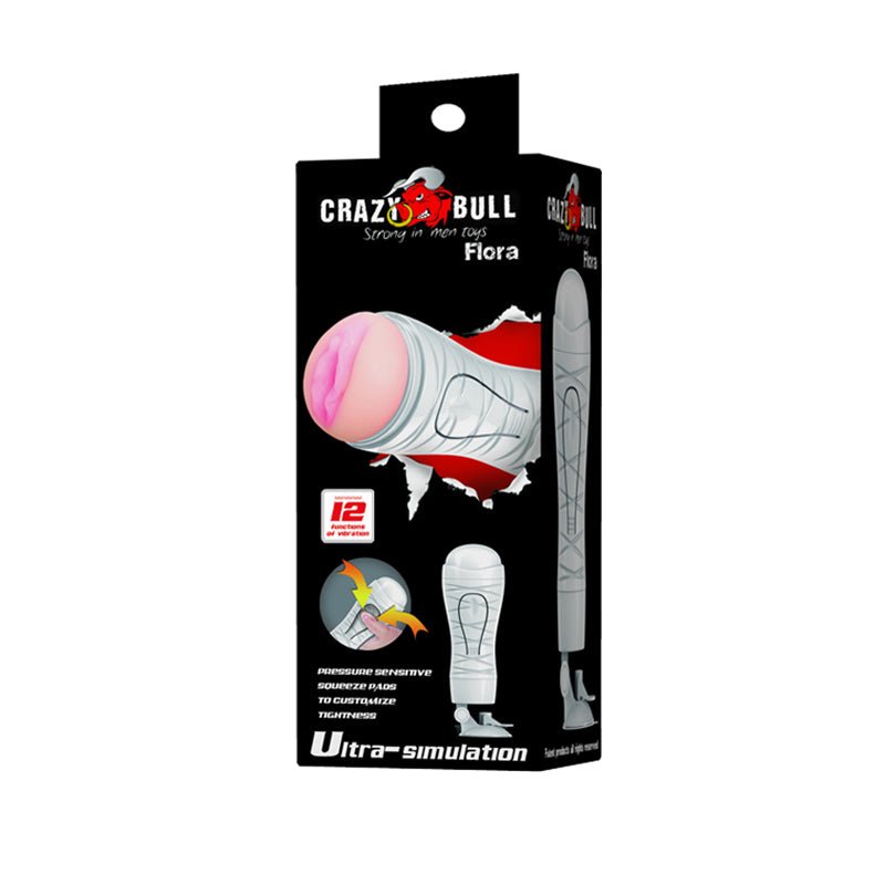 Buy CRAZY BULL FLORA Vibrating Stroker - Flesh USB Rechargeable Vibrating Squeezeable Vagina Stroker with Suction Base – Naughtyhut NZ sex toys online. Discreet delivery & top brands.