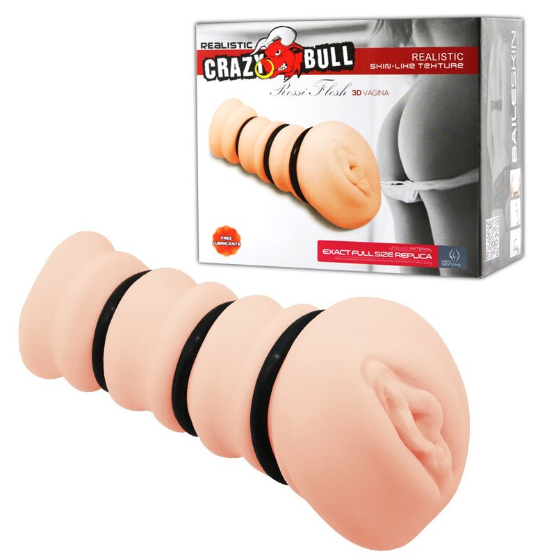 Buy CRAZY BULL ROSSI Vagina Stroker - Flesh Vagina Stroker with Tightening Rings – Naughtyhut NZ sex toys online. Discreet delivery & top brands.