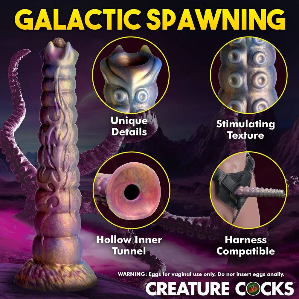 Deep Invader panel headed Galactic Spawning with insets of the tip, texture, tunnel and harness