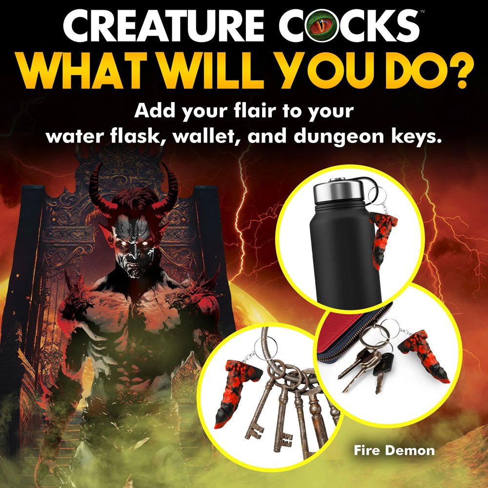 Buy Creature Cocks Fire Demon Keychain - Novelty Fantasy Dildo Keyring – Naughtyhut NZ sex toys online. Discreet delivery & top brands.