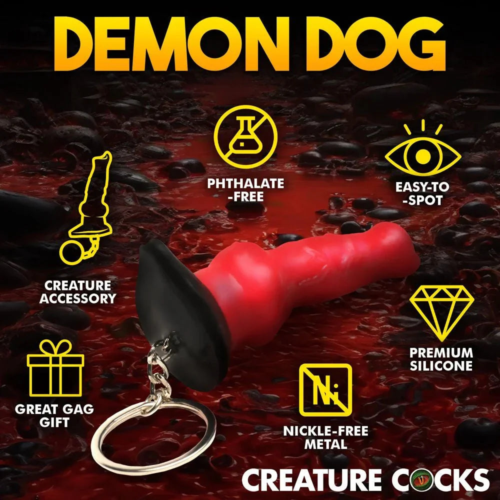 Hell Hound keychain panel headed Demon Dog: nickel-free ring, premium silicone, gag gift
