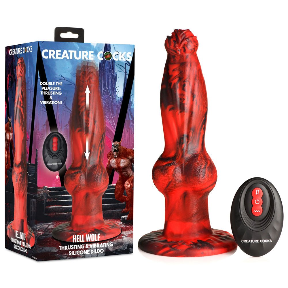 Buy Creature Cocks Hell Wolf - Red 22 cm USB Rechargeable Thrusting Fantasy Dildo – Naughtyhut NZ sex toys online. Discreet delivery & top brands.