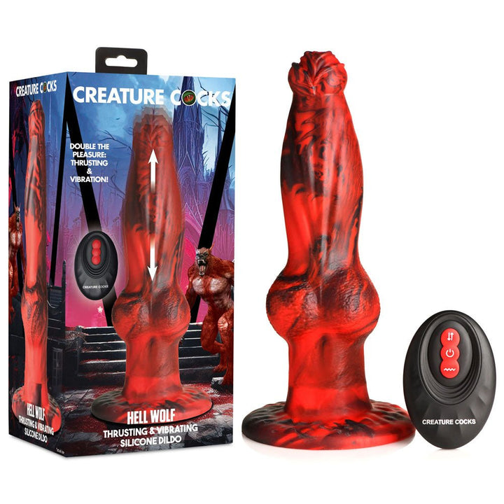 Buy Creature Cocks Hell Wolf - Red 22 cm USB Rechargeable Thrusting Fantasy Dildo – Naughtyhut NZ sex toys online. Discreet delivery & top brands.
