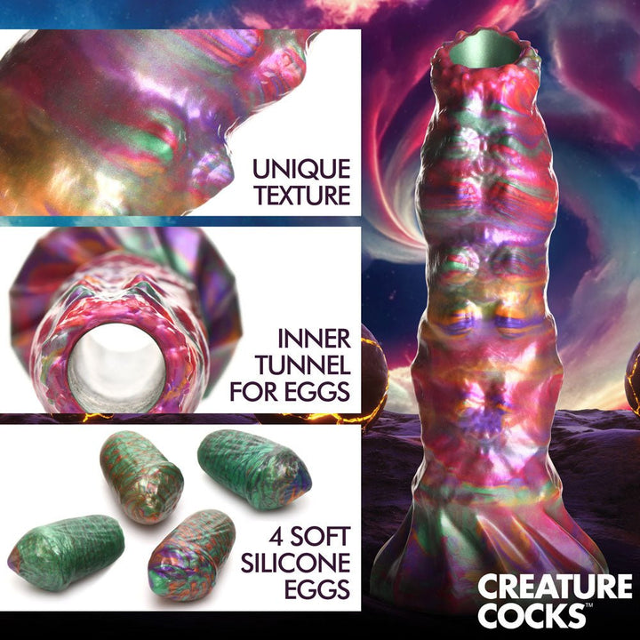 Buy Creature Cocks Larva Silicone Dildo - Coloured 22.9 cm Fantasy Dildo with Eggs – Naughtyhut NZ sex toys online. Discreet delivery & top brands.
