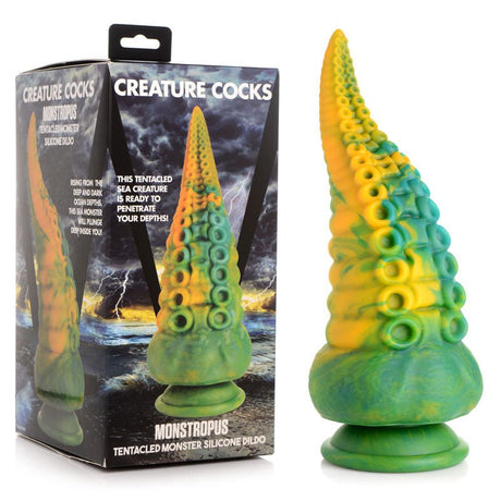 Buy Creature Cocks Monstropus Tentacled Monster Silicone Dildo - Green/Yellow 21.6 cm Fantasy Dildo – Naughtyhut NZ sex toys online. Discreet delivery & top brands.