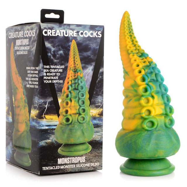 Buy Creature Cocks Monstropus Tentacled Monster Silicone Dildo - Green/Yellow 21.6 cm Fantasy Dildo – Naughtyhut NZ sex toys online. Discreet delivery & top brands.