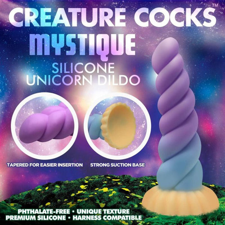 Buy Creature Cocks Mystique Silicone Unicorn Dildo - Coloured 21 cm Fantasy Dildo – Naughtyhut NZ sex toys online. Discreet delivery & top brands.