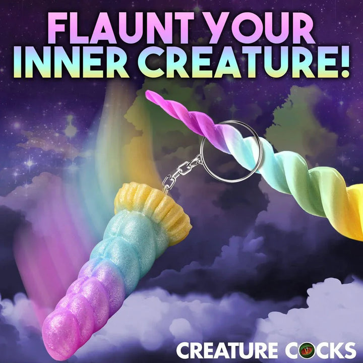 Mystique keychain panel headed Flaunt Your Inner Creature, keyring on cloud artwork