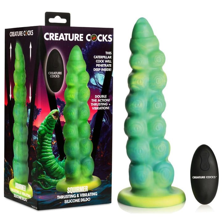 Buy Creature Cocks Squirmer - Green 22.3 cm USB Rechargeable Thrusting Fantasy Dildo – Naughtyhut NZ sex toys online. Discreet delivery & top brands.