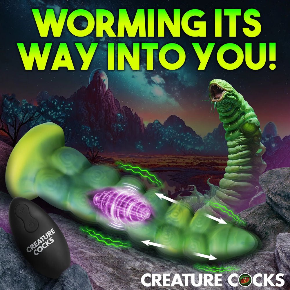 Buy Creature Cocks Squirmer - Green 22.3 cm USB Rechargeable Thrusting Fantasy Dildo – Naughtyhut NZ sex toys online. Discreet delivery & top brands.