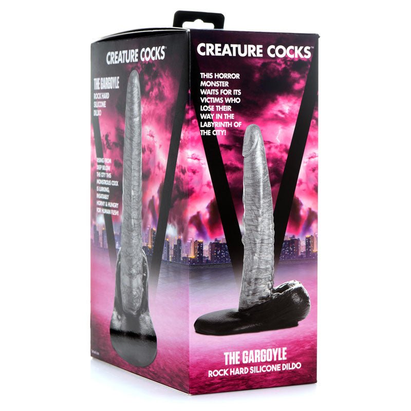 Buy Creature Cocks The Gargoyle Rock Hard Silicone Dildo - Silver 23.6 cm Fantasy Dildo – Naughtyhut NZ sex toys online. Discreet delivery & top brands.