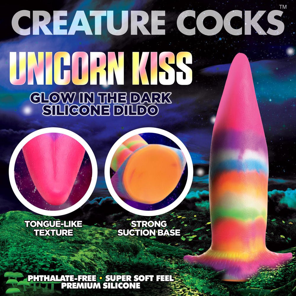 Buy Creature Cocks Unicorn Kiss Silicone Dildo - Coloured 21.4 cm Fantasy Unicorn Tongue Dildo – Naughtyhut NZ sex toys online. Discreet delivery & top brands.