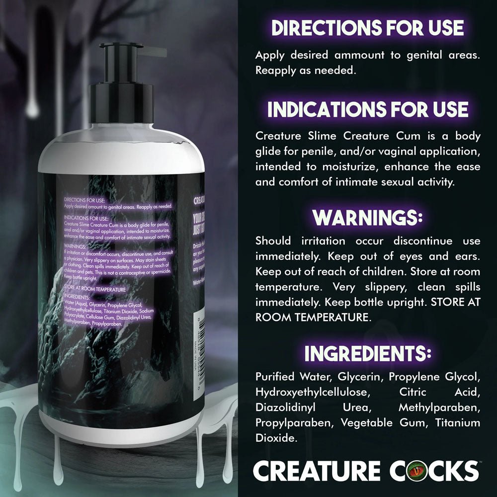 Buy Creature Slime by Creature Cocks - Creature Cum - Cum Lubricant - 473 ml Pump Bottle – Naughtyhut NZ sex toys online. Discreet delivery & top brands.