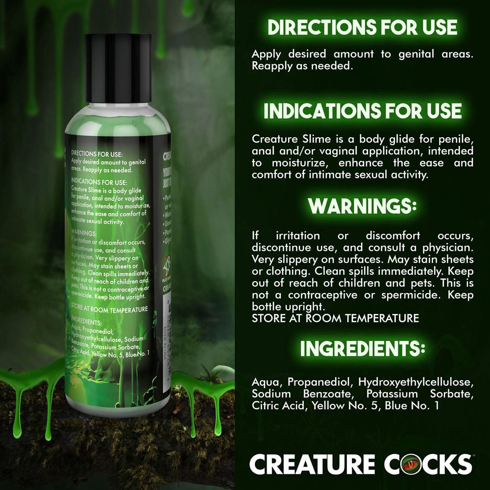 Buy Creature Slime by Creature Cocks - Green Slime - Green Water Based Lubricant - 118 ml Bottle – Naughtyhut NZ sex toys online. Discreet delivery & top brands.