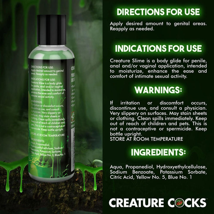 Buy Creature Slime by Creature Cocks - Green Slime - Green Water Based Lubricant - 118 ml Bottle – Naughtyhut NZ sex toys online. Discreet delivery & top brands.