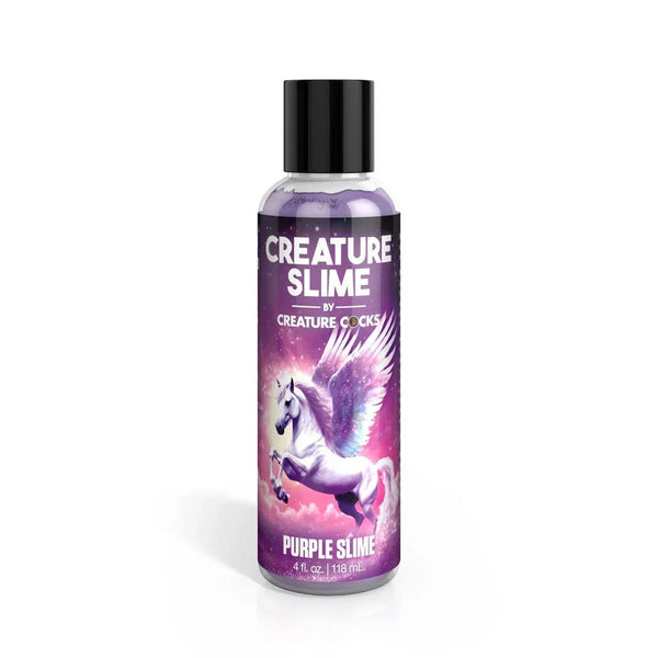 Creature Cocks Purple Slime lubricant, 118 ml bottle of purple liquid with a pegasus label